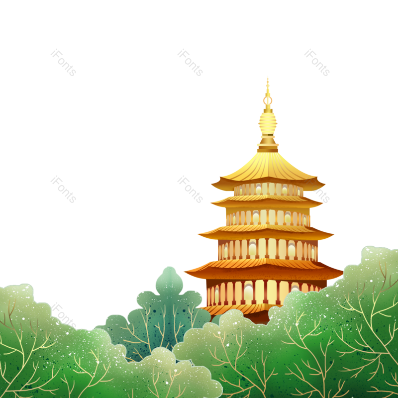 植物素材图片,绿色素材元素,绿色PNG,古建筑免抠素材